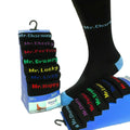 Mens Cotton Rich Suit Socks 7 Pairs Days Week, Mood, Emoji Smiley Novelty Black