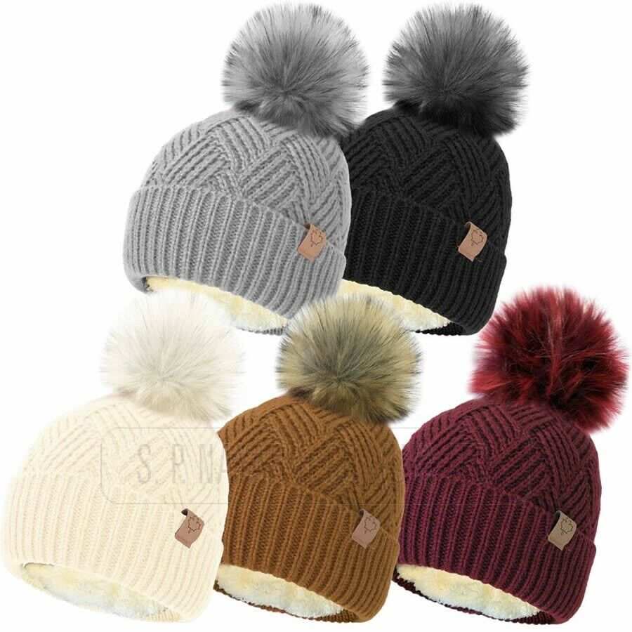 HATS FOR WOMEN  RIBBED HAT WITH SEQUIN AND SOLID FAUX FUR BOBBLE WINTER HATS - Comfyfit ltd