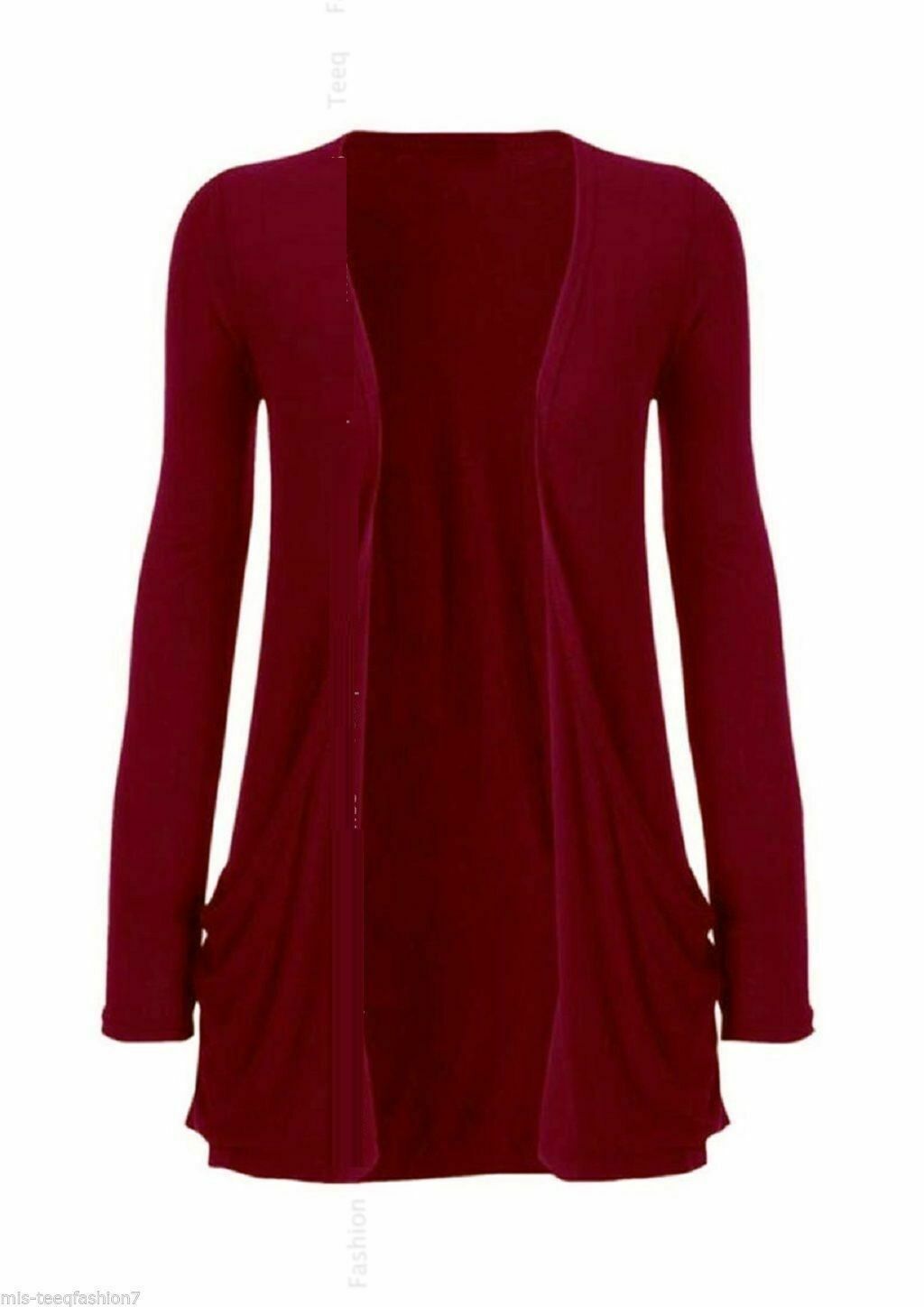 Going Out Tops New Womens Long  Cardigans  Top With Open Pockets Size.