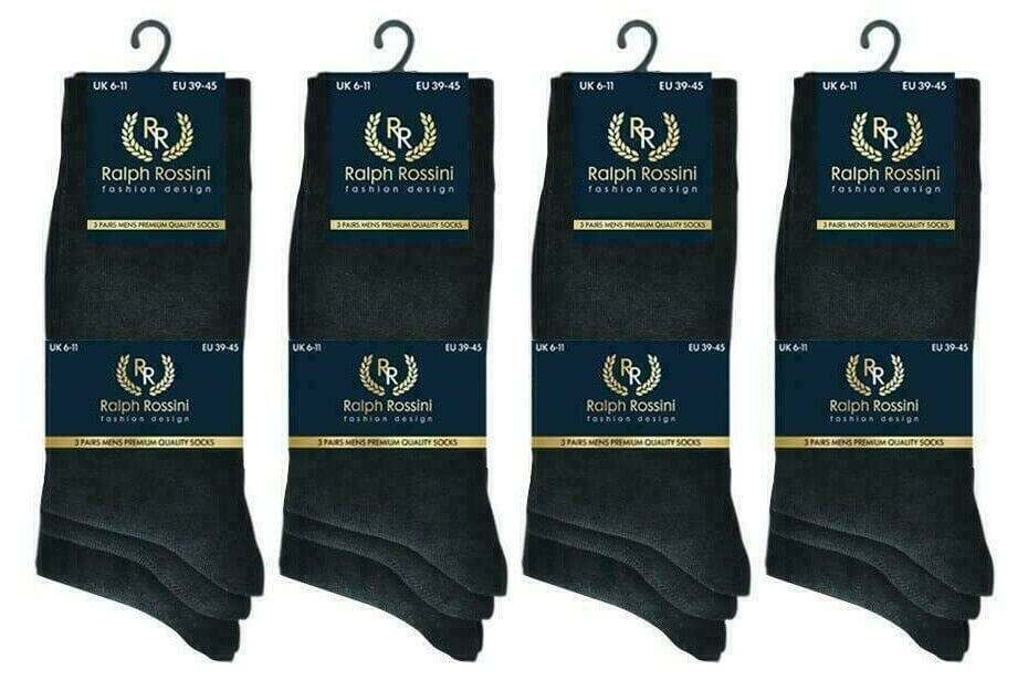 Men's Socks Black Cotton Rich Luxury Casual Soft Socks