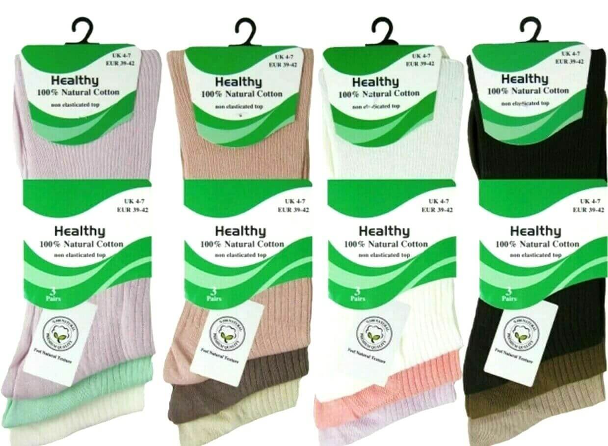 WOMENS SOCKS LADIES NON ELASTIC HEALTHY NATURAL COTTON SOCKS - Comfyfit ltd