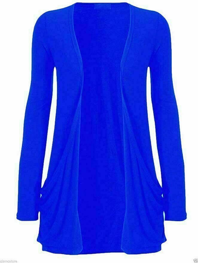New Women's Long Sleeves Boyfriend Cardigans Top With Open Pockets Size 24-26 UK