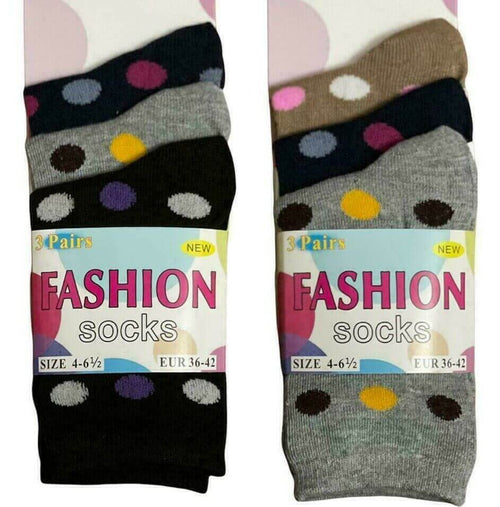 12 PAIRS WOMEN'S MULTICOLOURED DESIGN SOCKS COTTON BLEND DESIGNER ADULTS 4-7