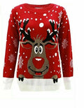 Festive Jumpers Unisex XMAS "Star Rudolph on the wall Novelty" Prints Jumper Sweater