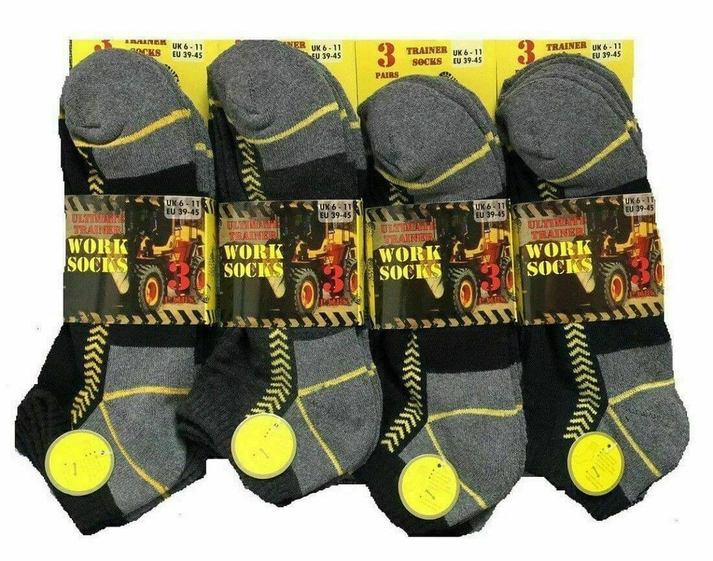 Men Trainer Socks Sport Work Boot Ankle Cushioned Sole Heel