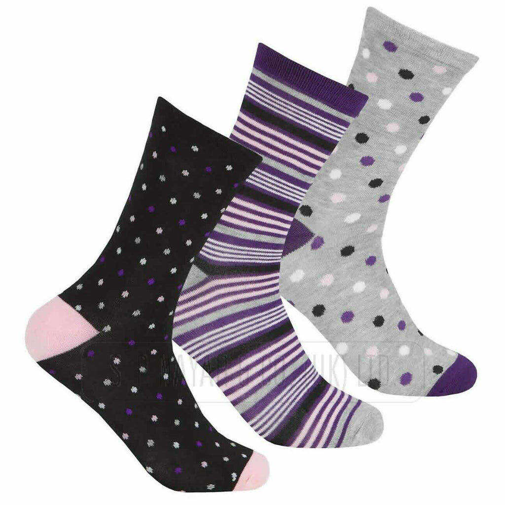 Womens Socks 12 Pairs Ladies *NEW* Bamboo Spot Design Socks Size 4-8 UK - Comfyfit ltd